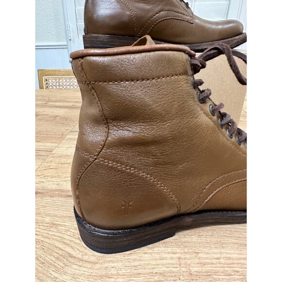 Frye Men's Tyler Lace Up Boots Cognac Full Grain Leather Size 8 NWOB Classic - Picture 9 of 12